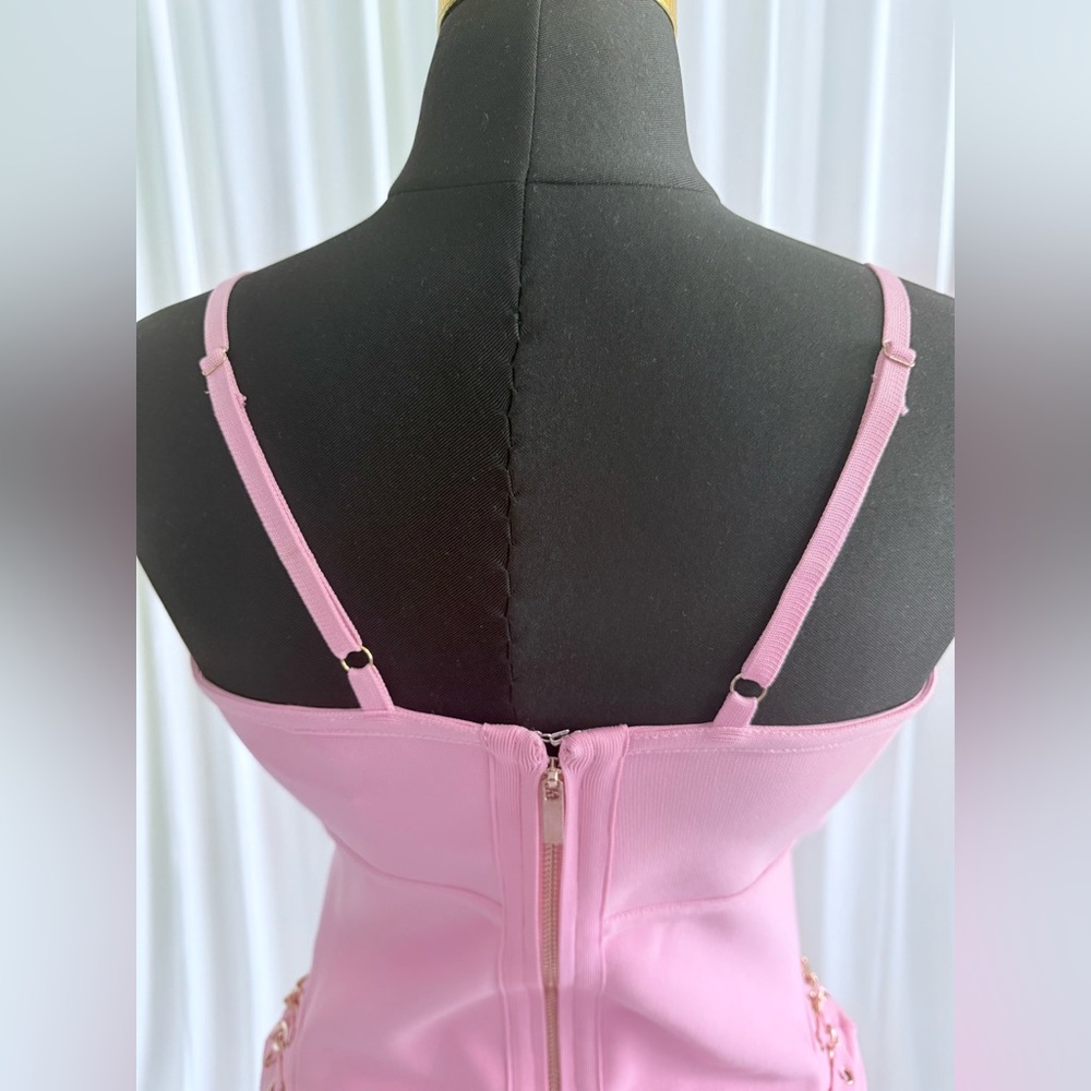 Fashion Nova | Ready for Tonight Pink Bandage Mini Dress | Size XL - Picture 4 of 9